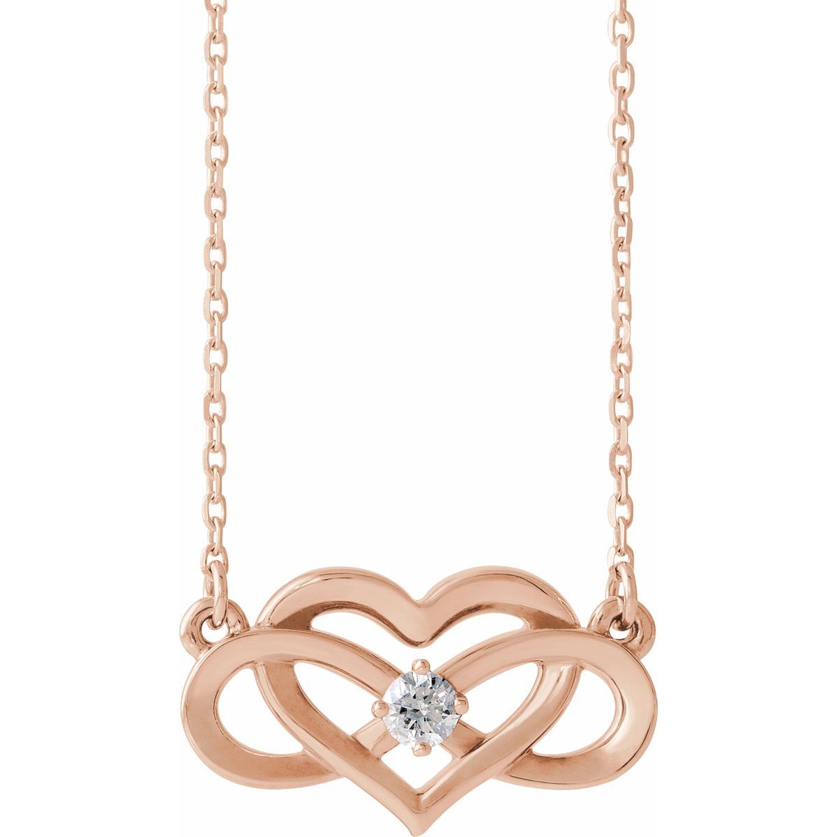 1/10 CTW Natural Diamond Infinity-Inspired Heart Necklace in 14k rose gold