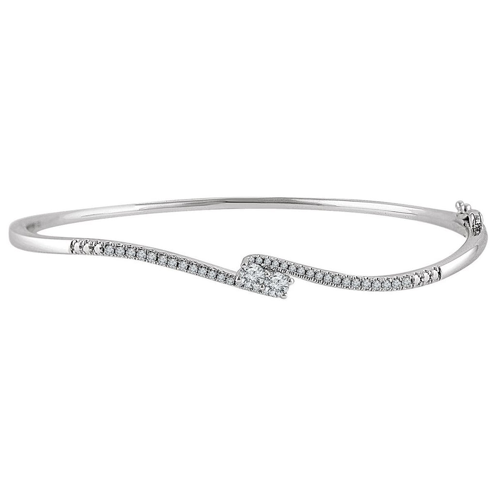 1/3 CTW Natural Diamond Two-Stone Bangle Bracelet