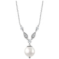 Cultured White Freshwater Pearl & 1/6 CTW Natural Diamond Necklace in 14k white gold