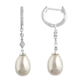 Cultured White Freshwater Pearl & 1/6 CTW Natural Diamond Earrings in 14k white gold