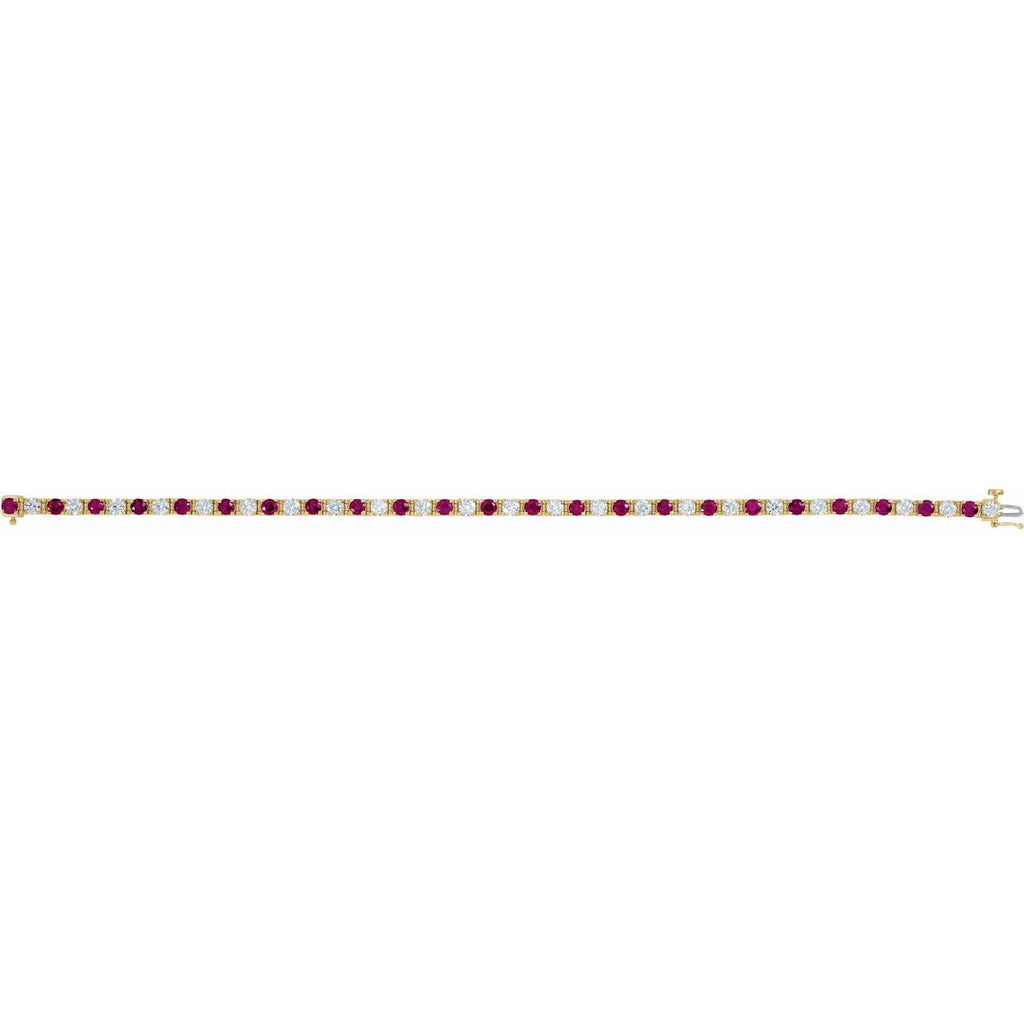 Lab-Grown Ruby & 2 3/8 CTW Lab-Grown Diamond Line Bracelet in 14k yellow gold