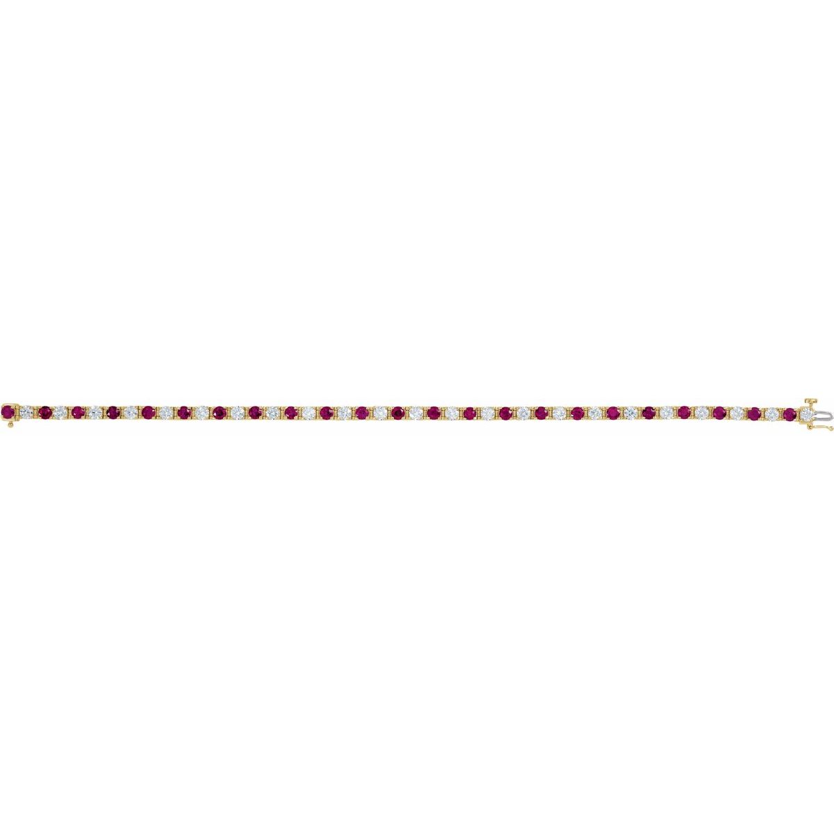Lab-Grown Ruby & 2 3/8 CTW Lab-Grown Diamond Line Bracelet in 14k yellow gold