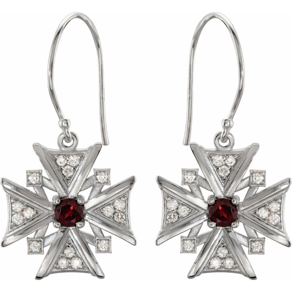 Natural Mozambique Garnet & 1/3 CTW Natural Diamond Earrings in 14k white gold