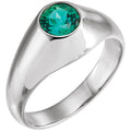 6.5 mm Round Lab-Grown Emerald Ring in 14k white gold