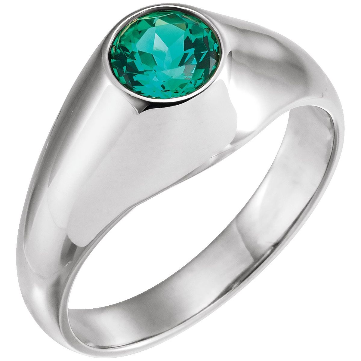 6.5 mm Round Lab-Grown Emerald Ring in 14k white gold