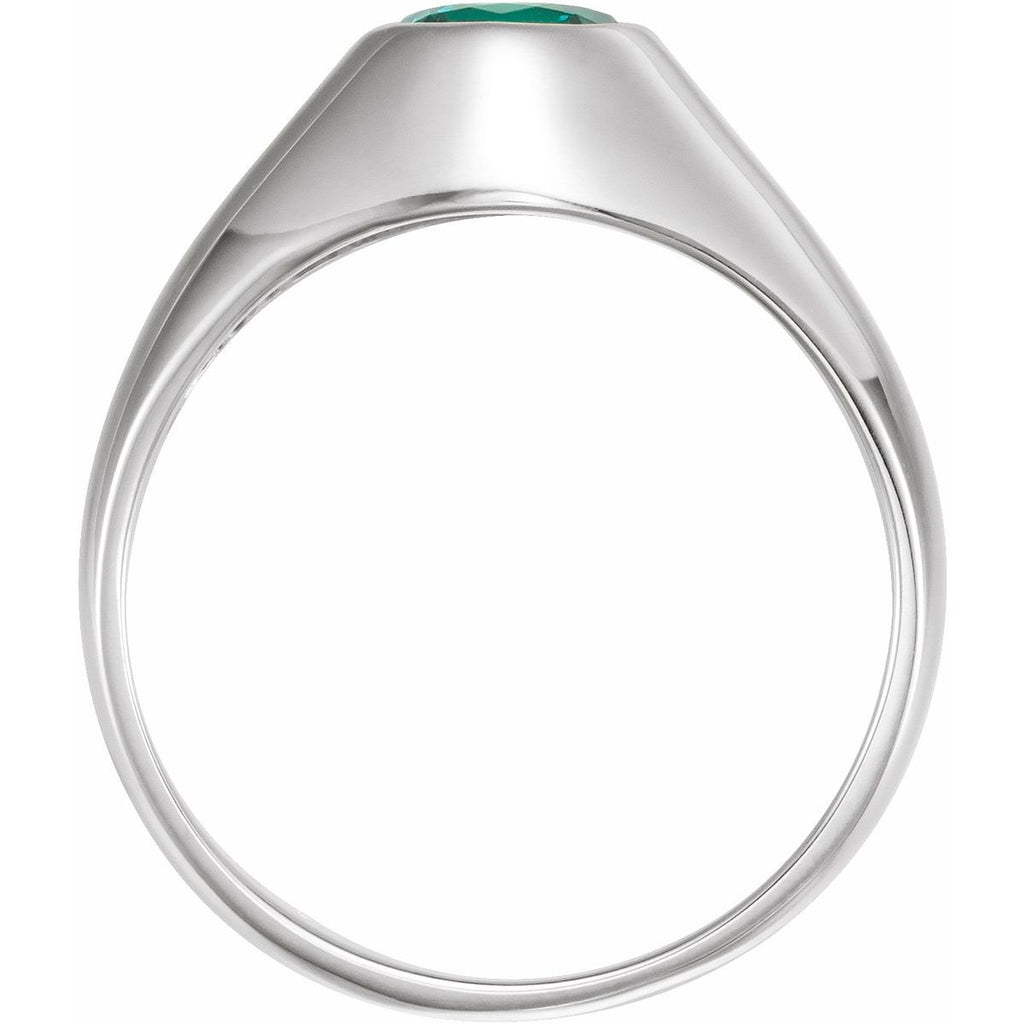 6.5 mm Round Lab-Grown Emerald Ring in 14k white gold