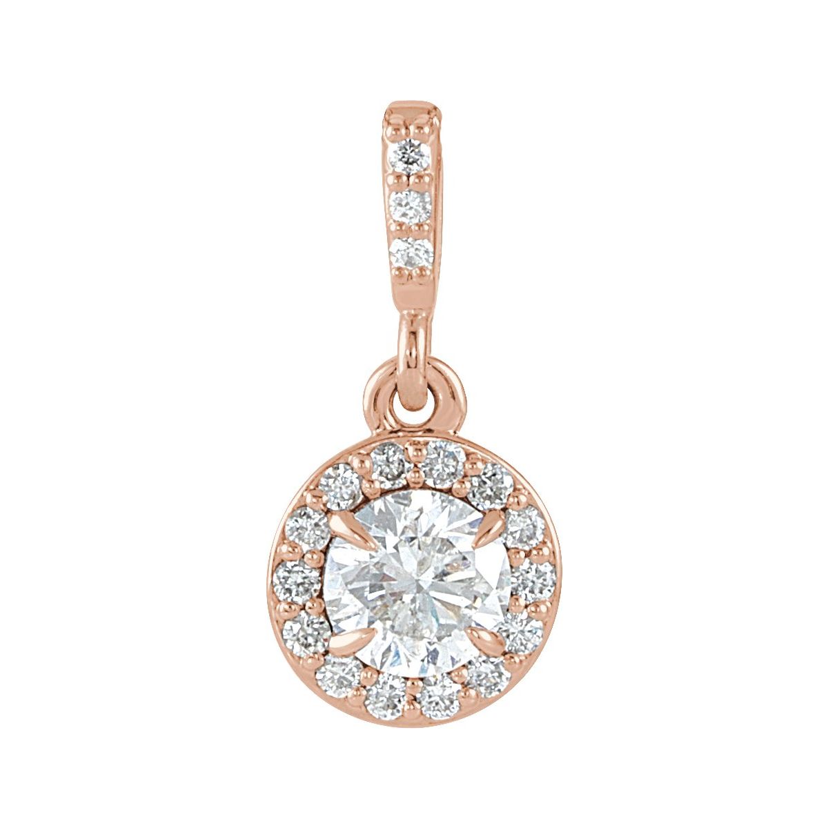 3/8 CTW Natural Diamond Halo-Style Pendant in 14k rose gold