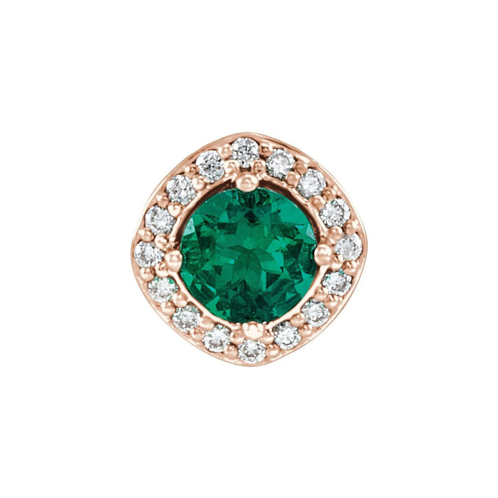 Lab-Grown Emerald & .08 CTW Natural Diamond Pendant in 14k rose gold