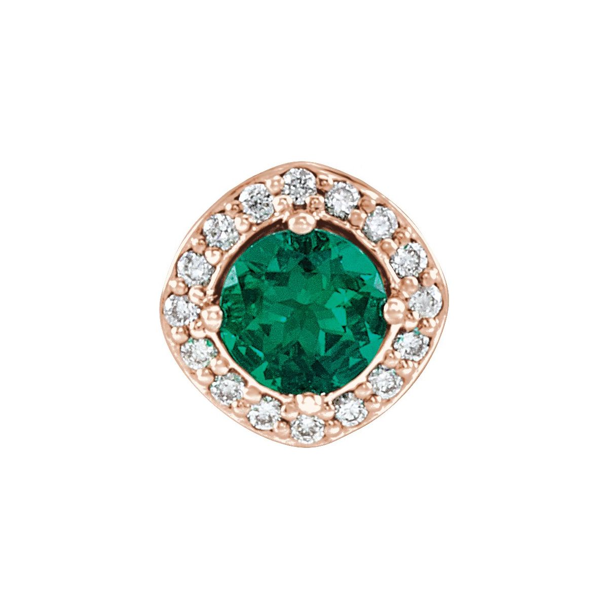 Lab-Grown Emerald & .08 CTW Natural Diamond Pendant in 14k rose gold