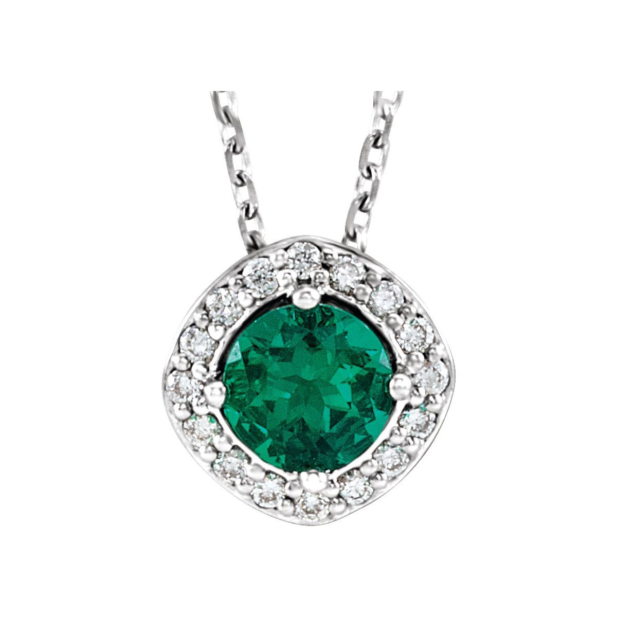 Lab-Grown Emerald & .08 CTW Natural Diamond Pendant in 14k rose gold