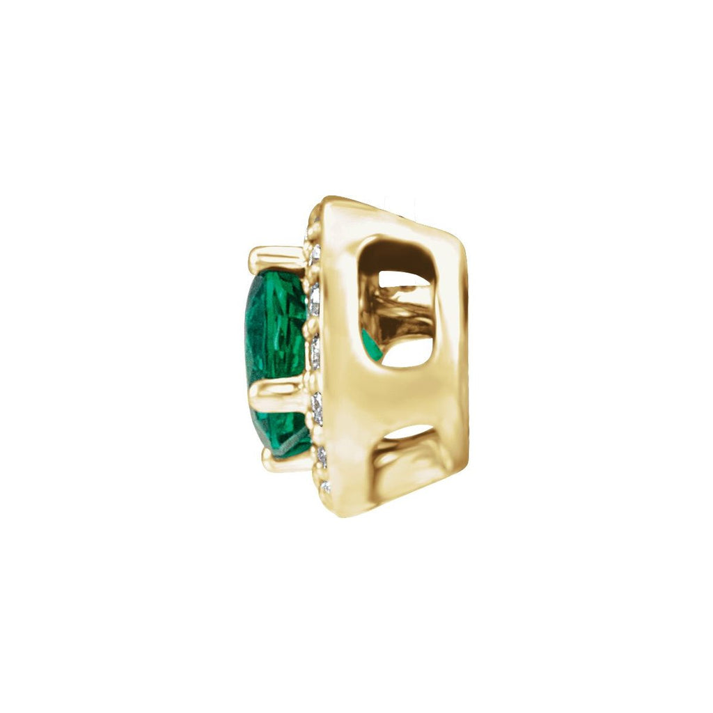 Lab-Grown Emerald & .08 CTW Natural Diamond Pendant in 14k yellow gold