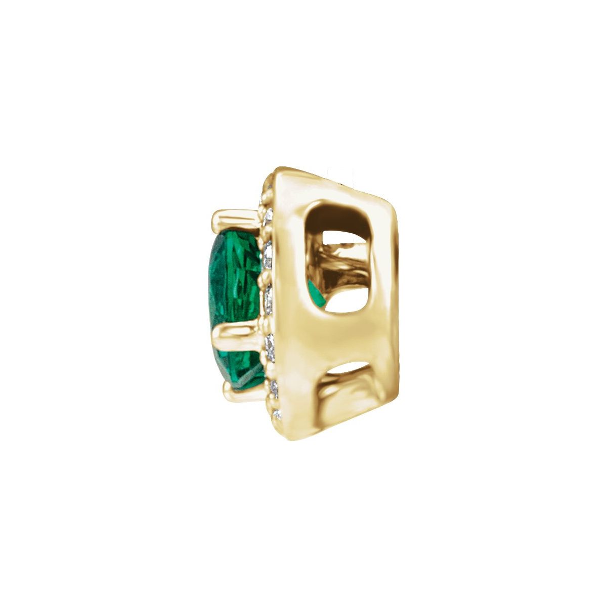 Lab-Grown Emerald & .08 CTW Natural Diamond Pendant in 14k yellow gold