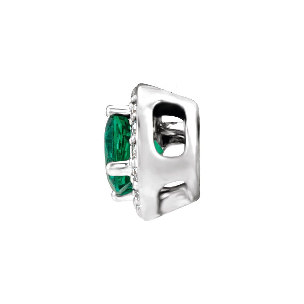 Lab-Grown Emerald & .08 CTW Natural Diamond Pendant in 14k white gold