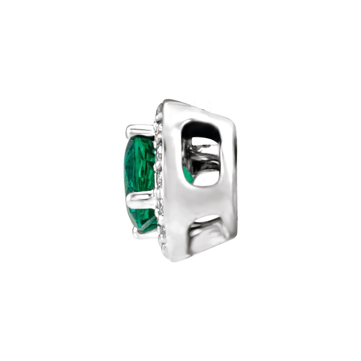 Lab-Grown Emerald & .08 CTW Natural Diamond Pendant in 14k white gold