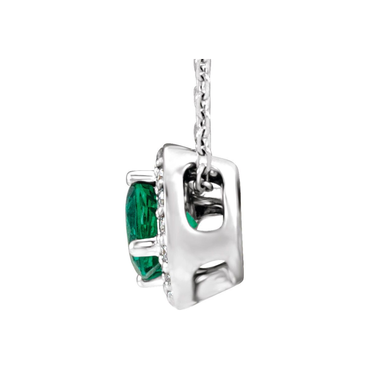Lab-Grown Emerald & .08 CTW Natural Diamond Pendant in 14k rose gold