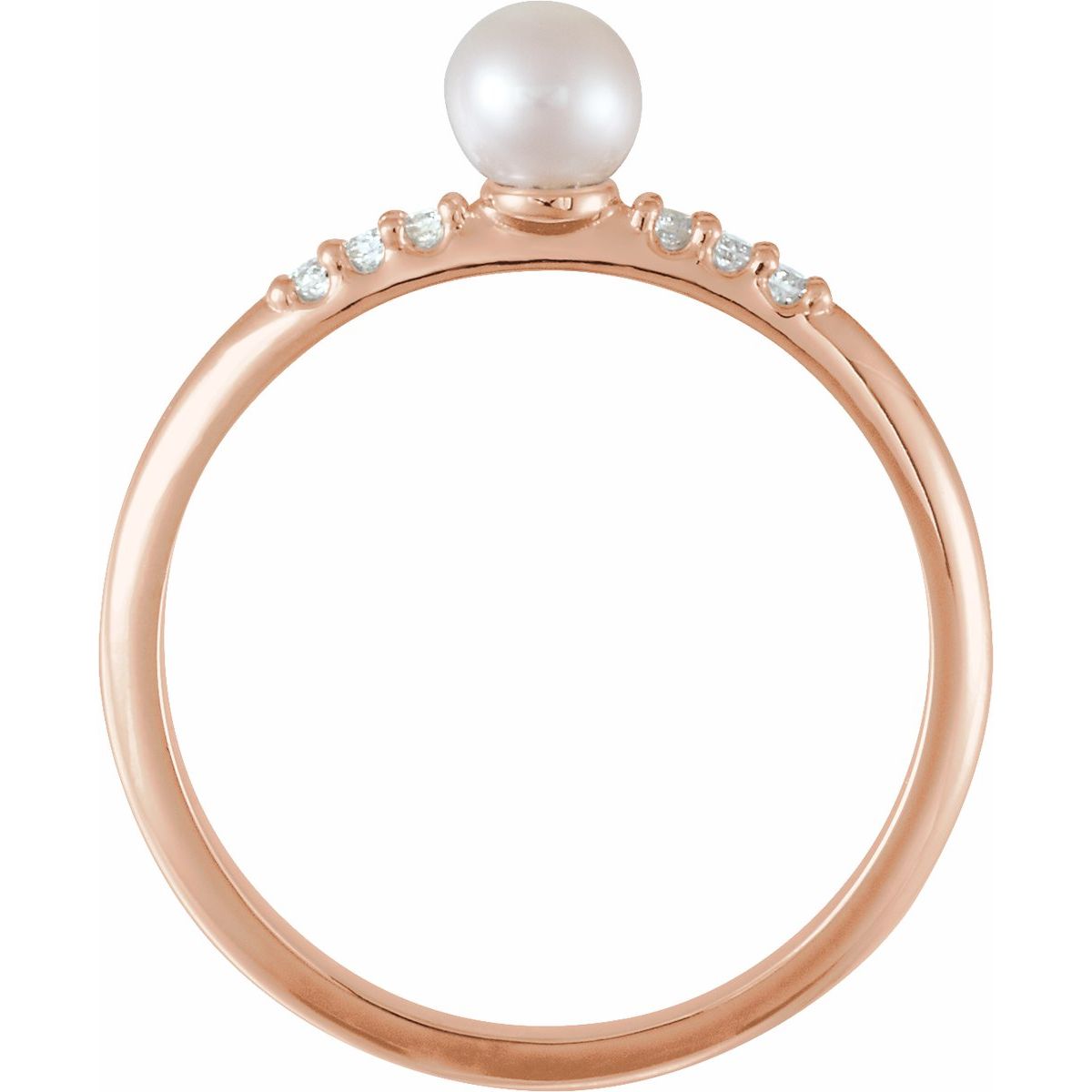 Cultured White Freshwater Pearl & .05 CTW Natural Diamond Ring in 14k rose gold