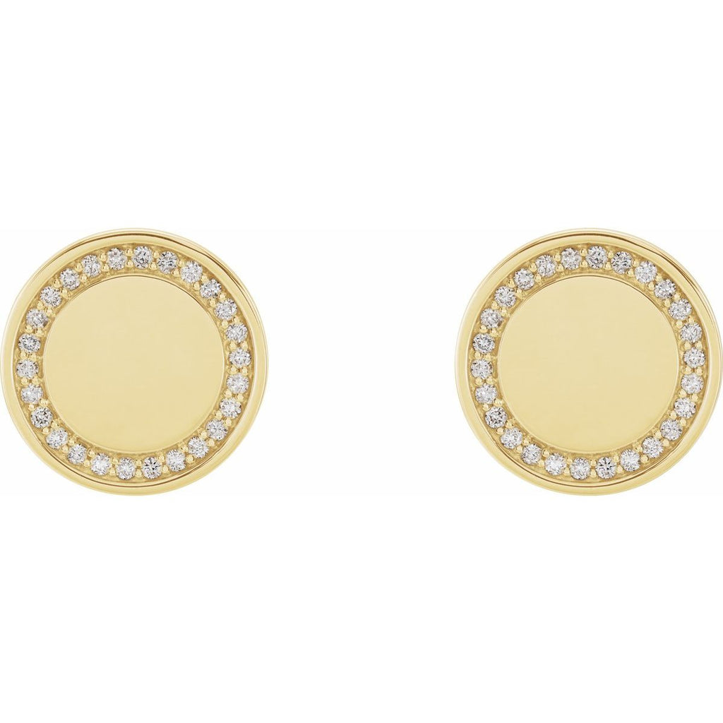 1/4 CTW Natural Diamond Engravable Earrings in 14k yellow gold