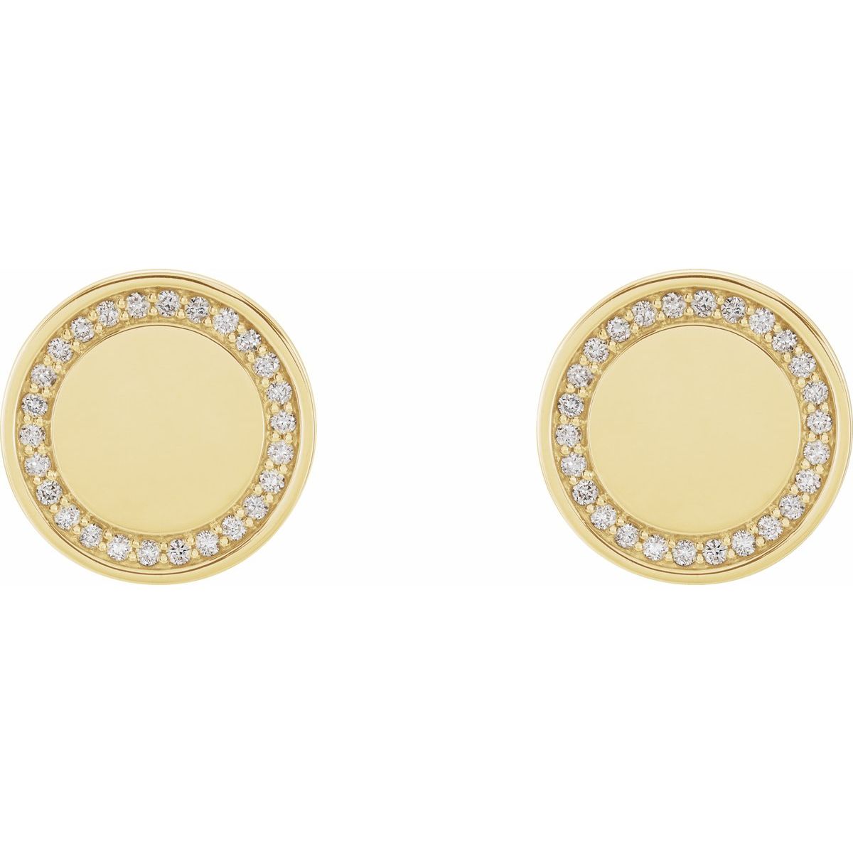 1/4 CTW Natural Diamond Engravable Earrings in 14k yellow gold