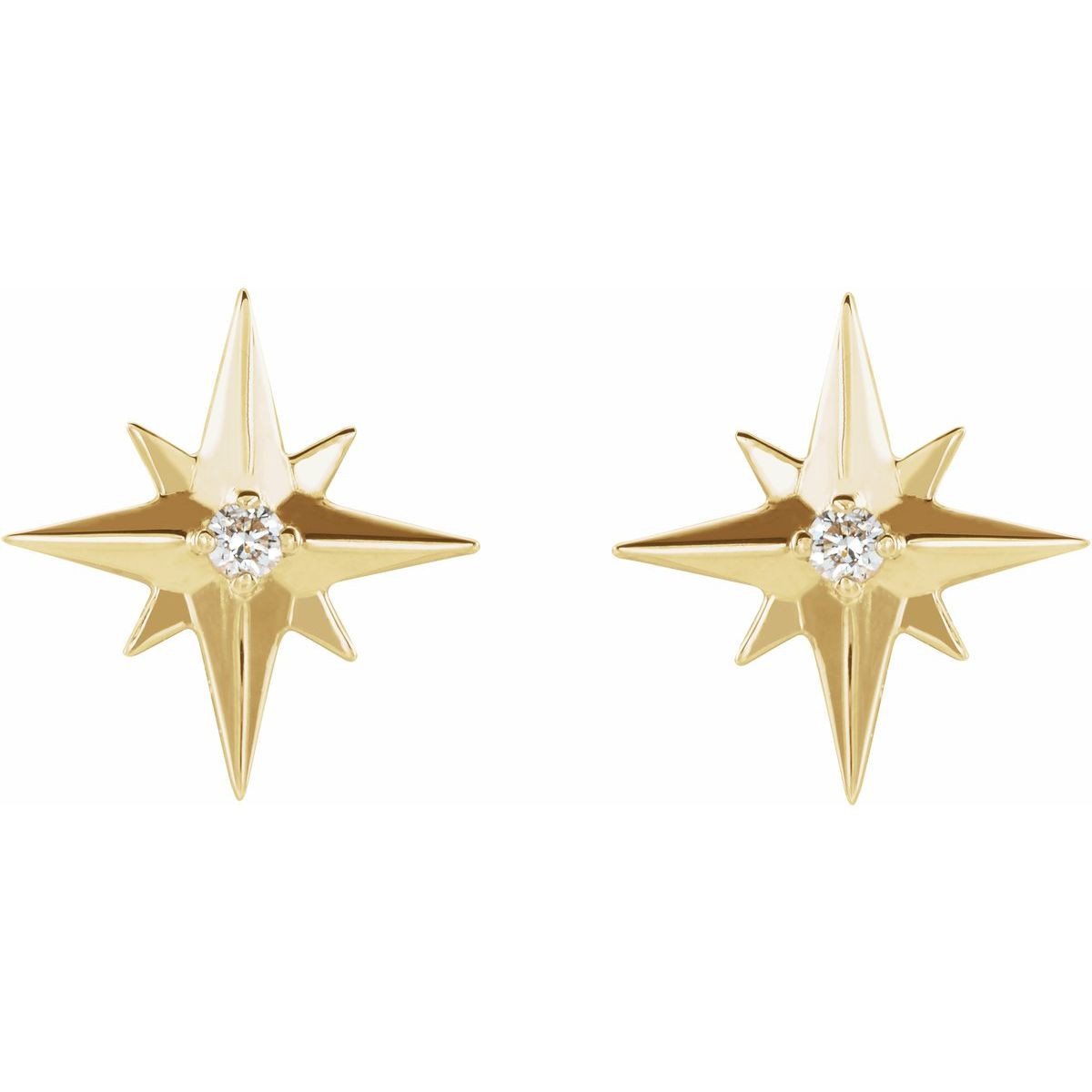 .03 CTW Natural Diamond Star Earrings in 14k yellow gold