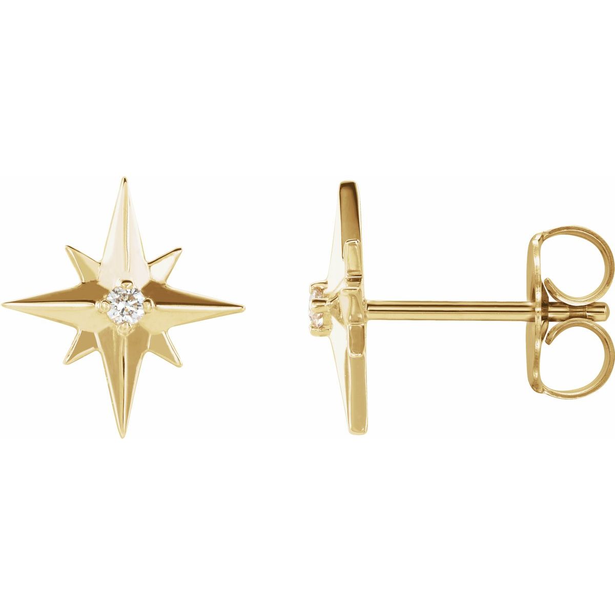 .03 CTW Natural Diamond Star Earrings in 14k yellow gold