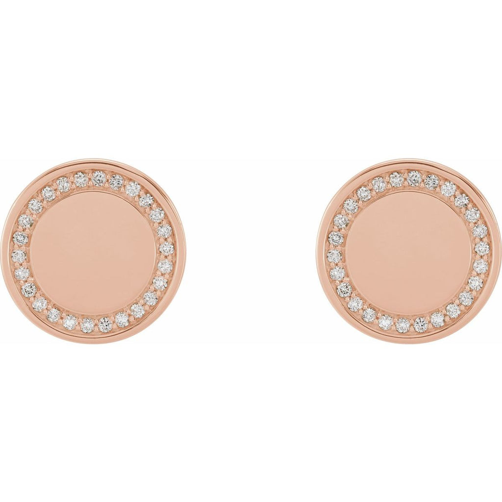 1/4 CTW Natural Diamond Engravable Earrings in 14k rose gold