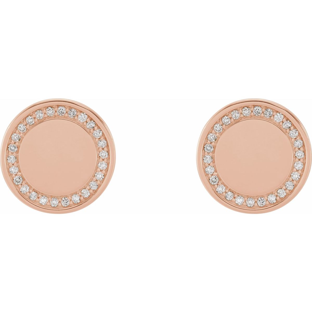 1/4 CTW Natural Diamond Engravable Earrings in 14k rose gold