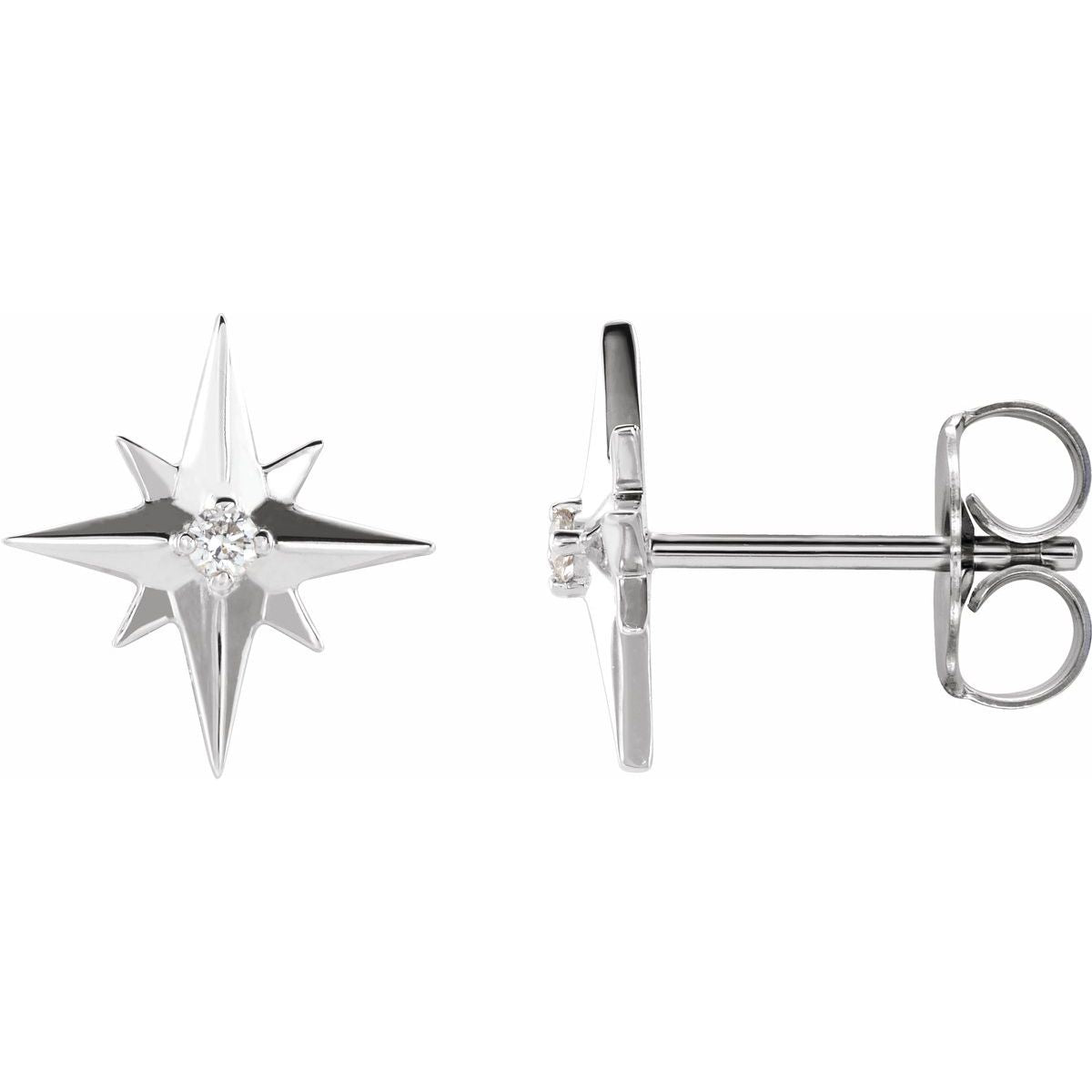 .03 CTW Natural Diamond Star Earrings in 14k white gold