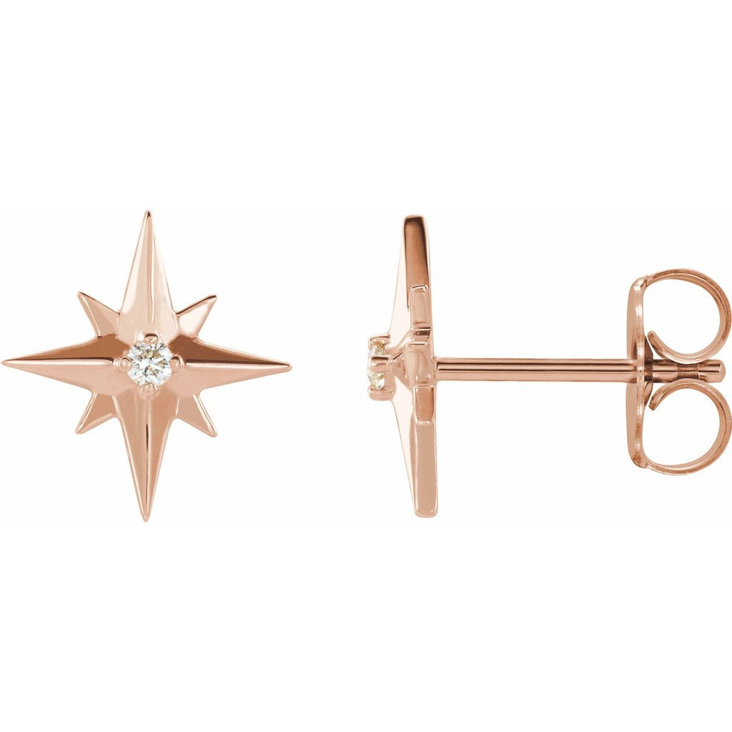 .03 CTW Natural Diamond Star Earrings in 14k rose gold