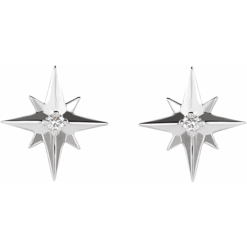.03 CTW Natural Diamond Star Earrings in 14k white gold
