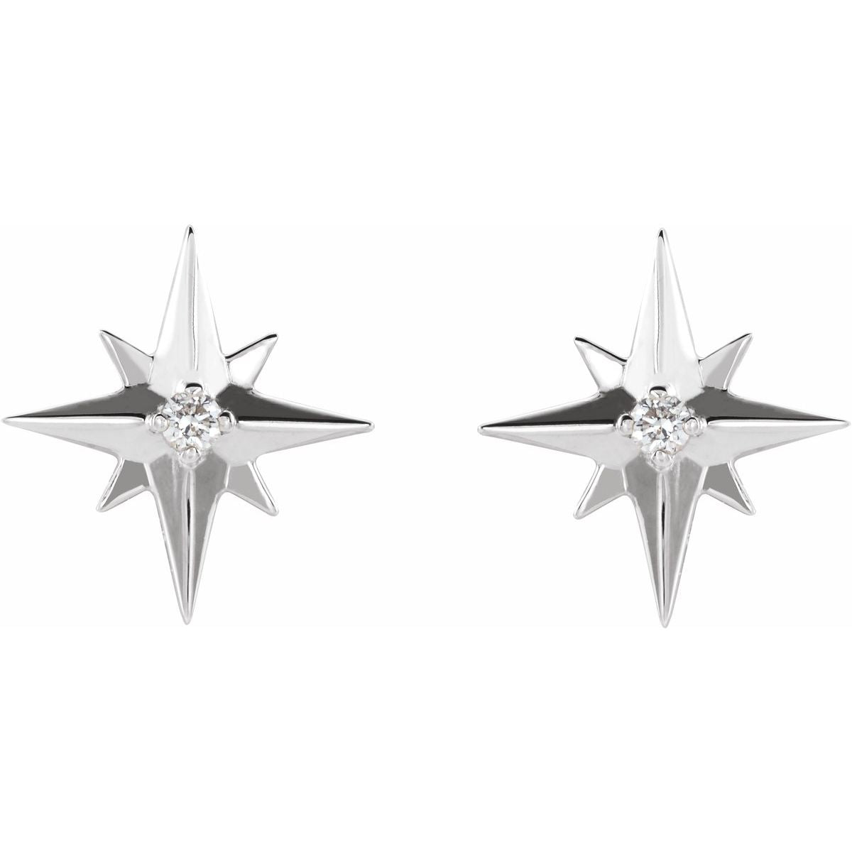 .03 CTW Natural Diamond Star Earrings in 14k white gold