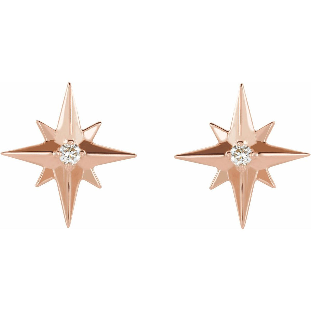 .03 CTW Natural Diamond Star Earrings in 14k rose gold