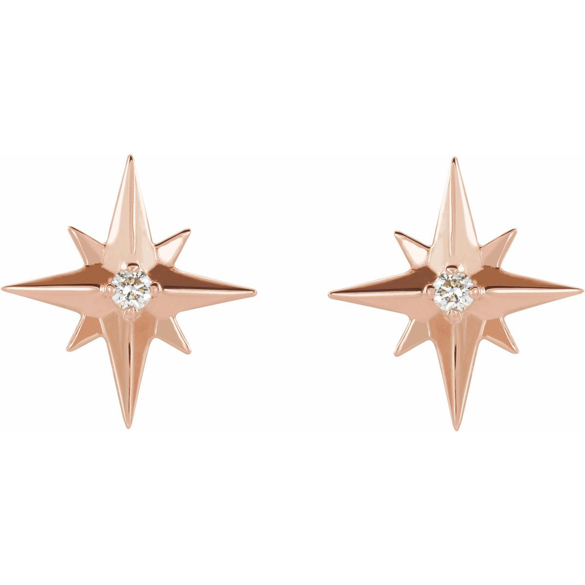 .03 CTW Natural Diamond Star Earrings in 14k rose gold