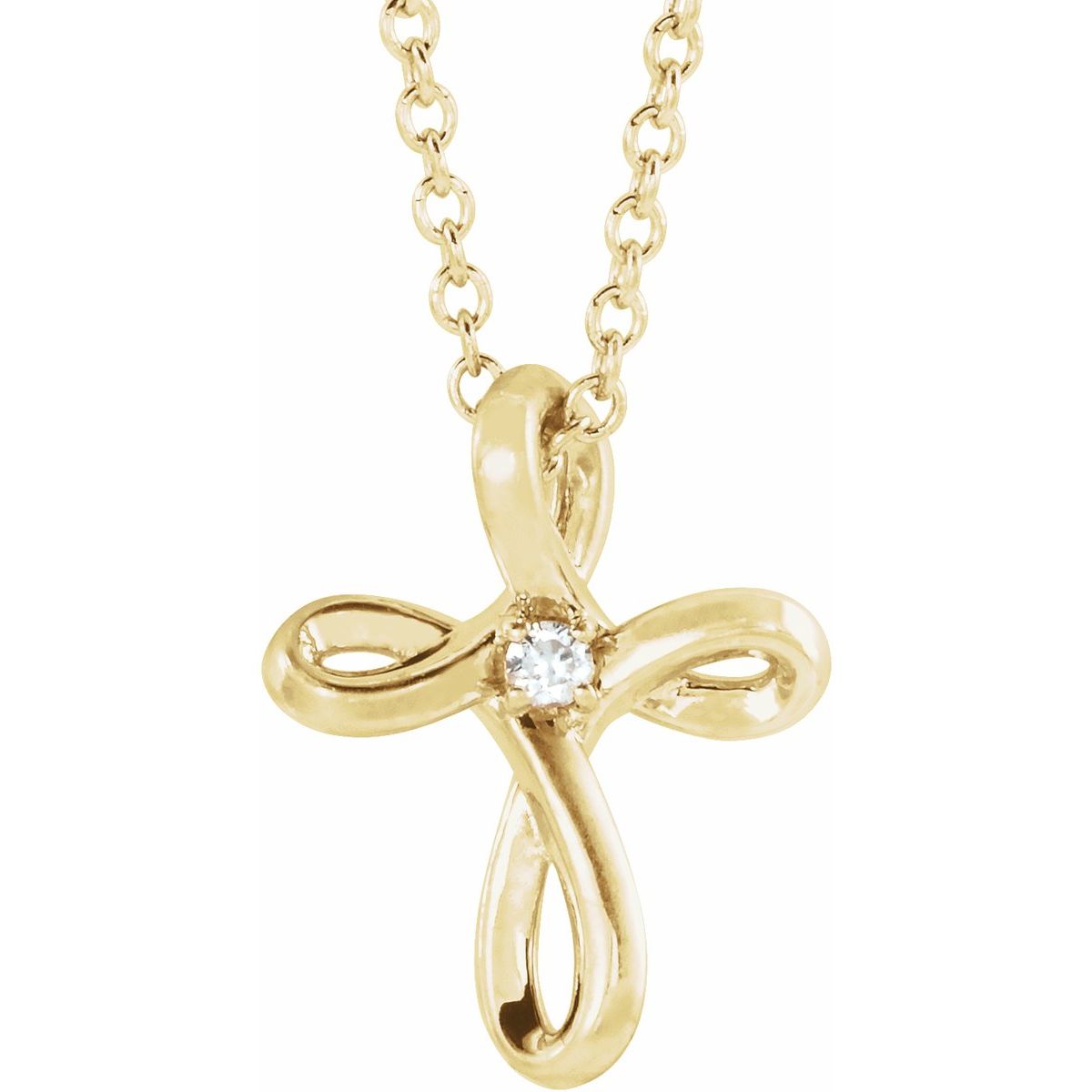 .015 CTW Natural Diamond Cross Necklace in 14k yellow gold