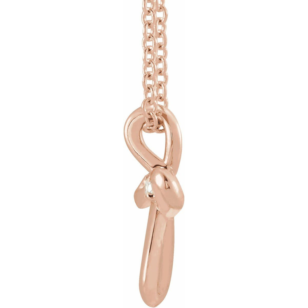 .015 CTW Natural Diamond Cross Necklace in 14k rose gold