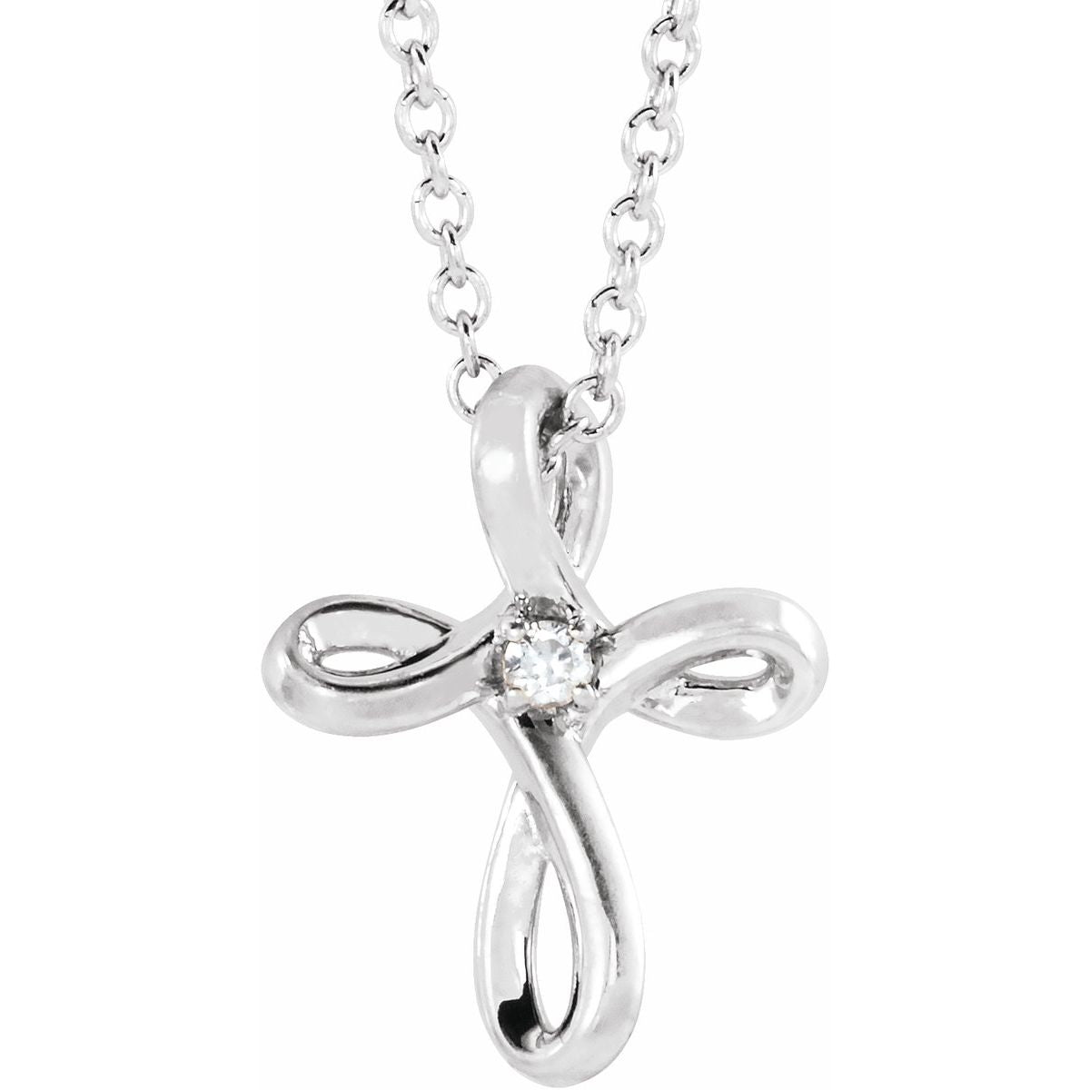.015 CTW Natural Diamond Cross Necklace in 14k white gold