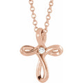 .015 CTW Natural Diamond Cross Necklace in 14k rose gold