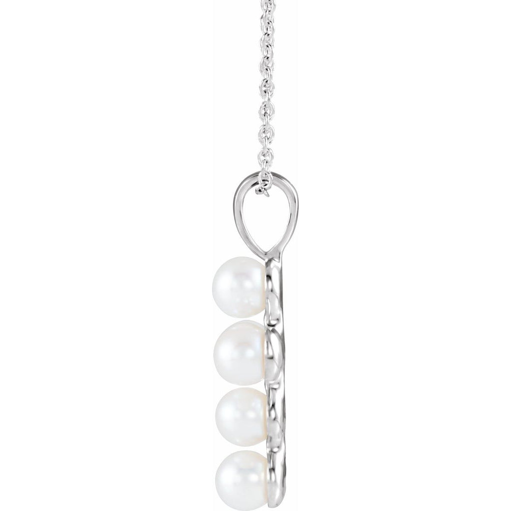 Cultured White Freshwater Pearl Cross Necklace