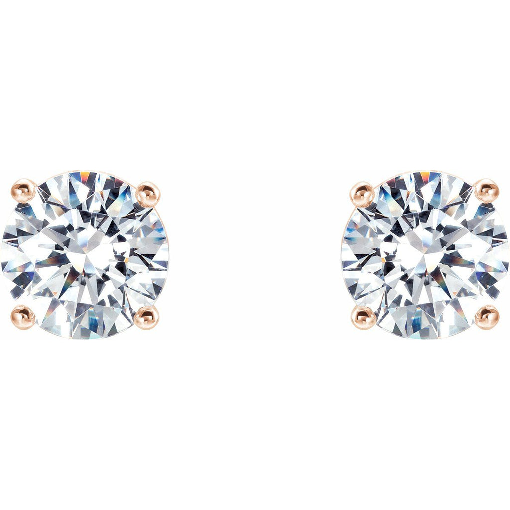 1 CTW Lab-Grown Diamond 4-Prong Stud Earrings in 14k rose gold