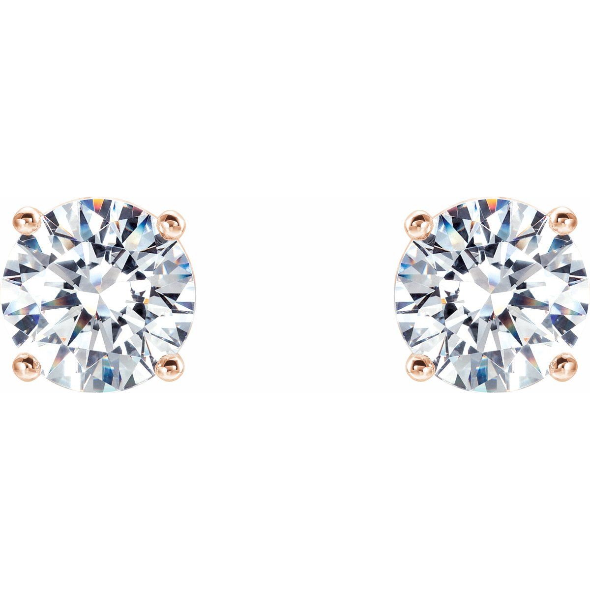 1 CTW Lab-Grown Diamond 4-Prong Stud Earrings in 14k rose gold