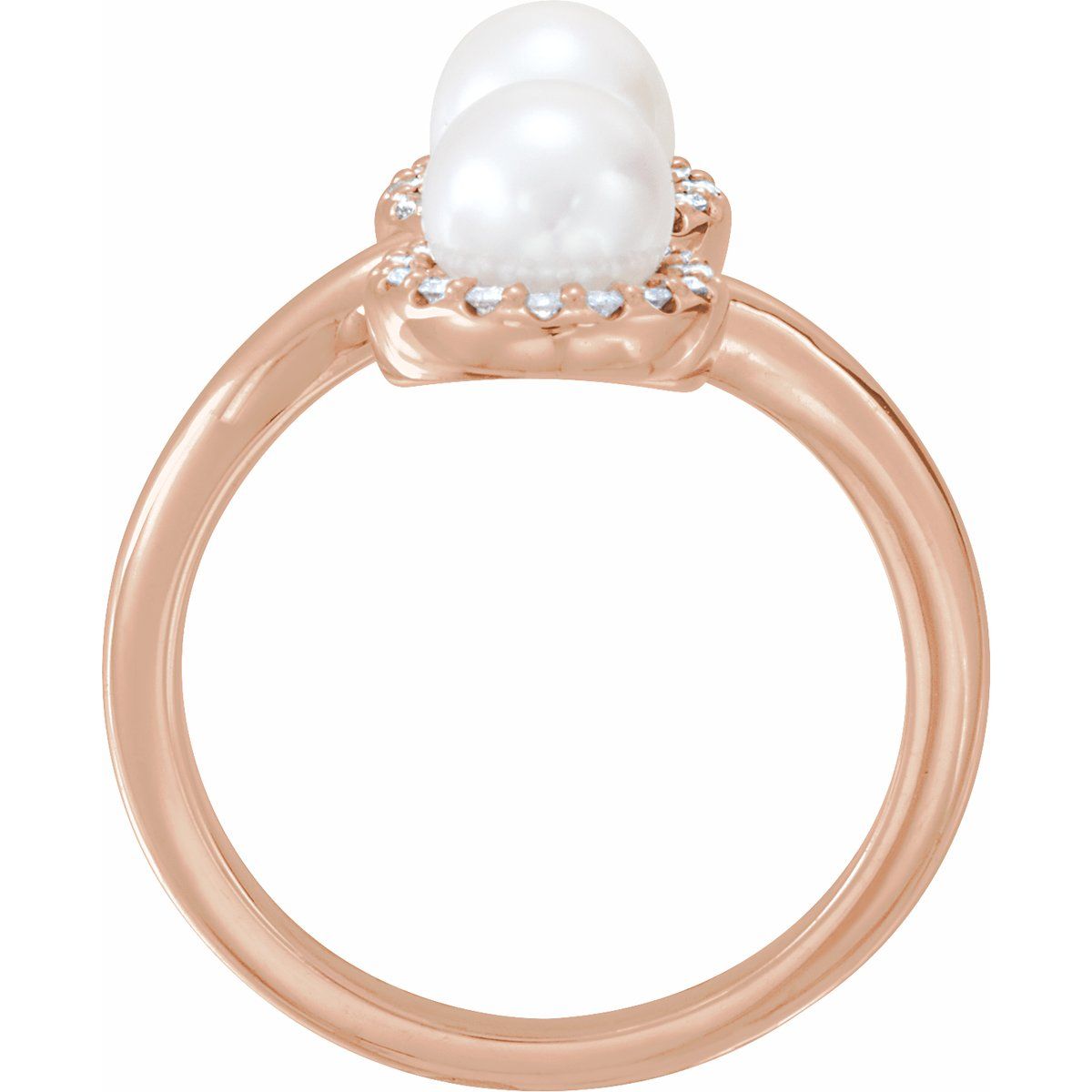Cultured White Freshwater Pearl & 1/6 CTW Natural Diamond Ring in 14k rose gold