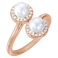 Cultured White Freshwater Pearl & 1/6 CTW Natural Diamond Ring in 14k rose gold