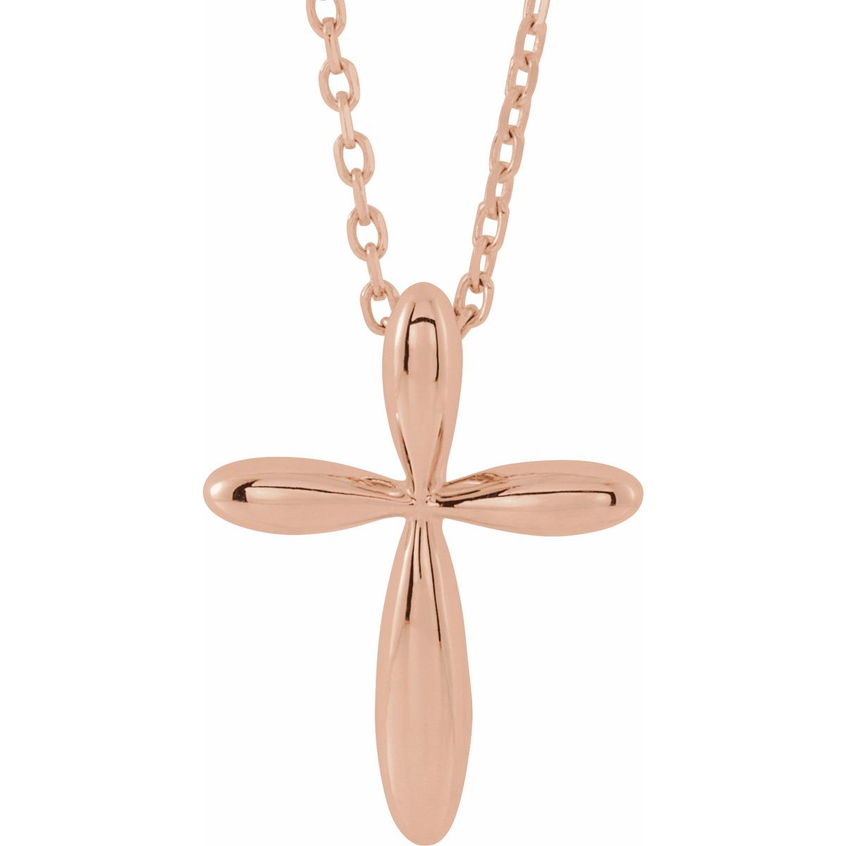14.65x11.2 mm Cross Necklace in 14k rose gold