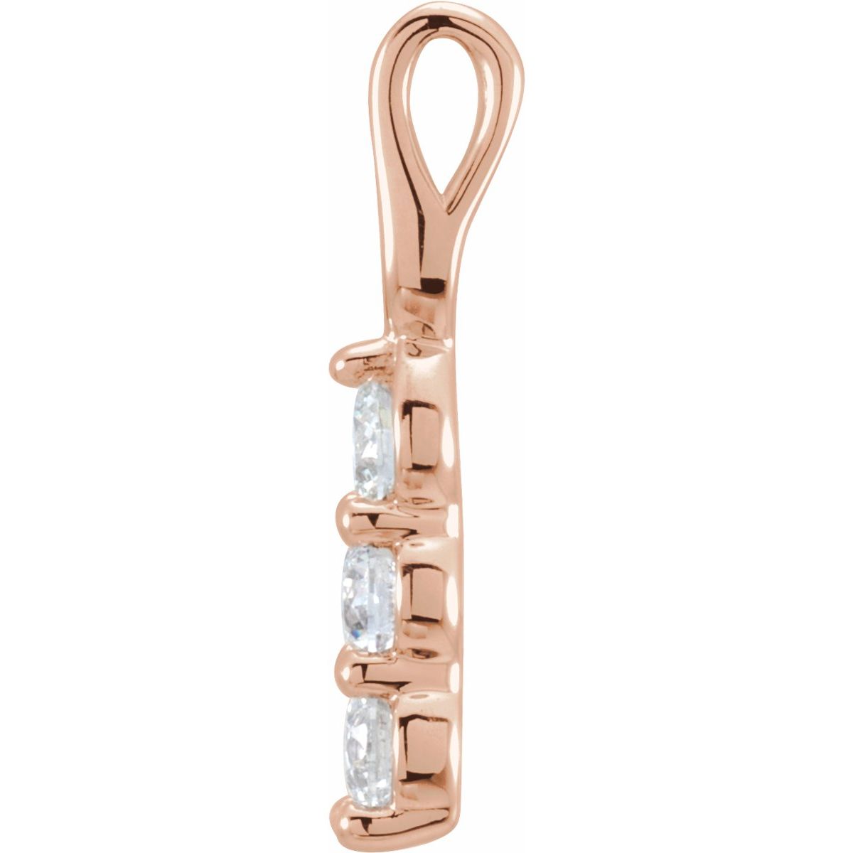 3/4 CTW Natural Diamond Three-Stone Pendant in 14k rose gold