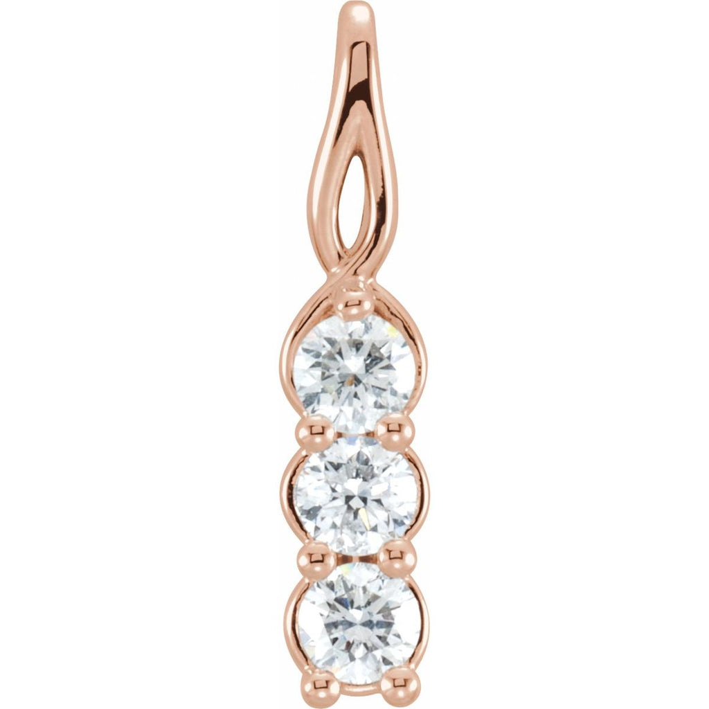 3/4 CTW Natural Diamond Three-Stone Pendant in 14k rose gold