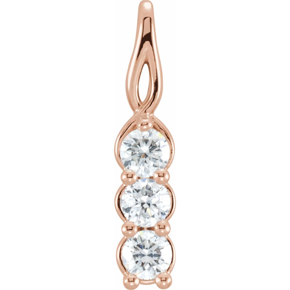 3/4 CTW Natural Diamond Three-Stone Pendant in 14k rose gold