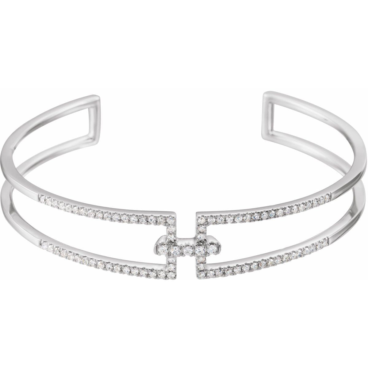 3/4 CTW Natural Diamond Cuff Bracelet in 14k white gold