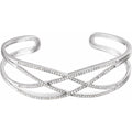 3/4 CTW Natural Diamond Criss-Cross Cuff Bracelet in 14k white gold