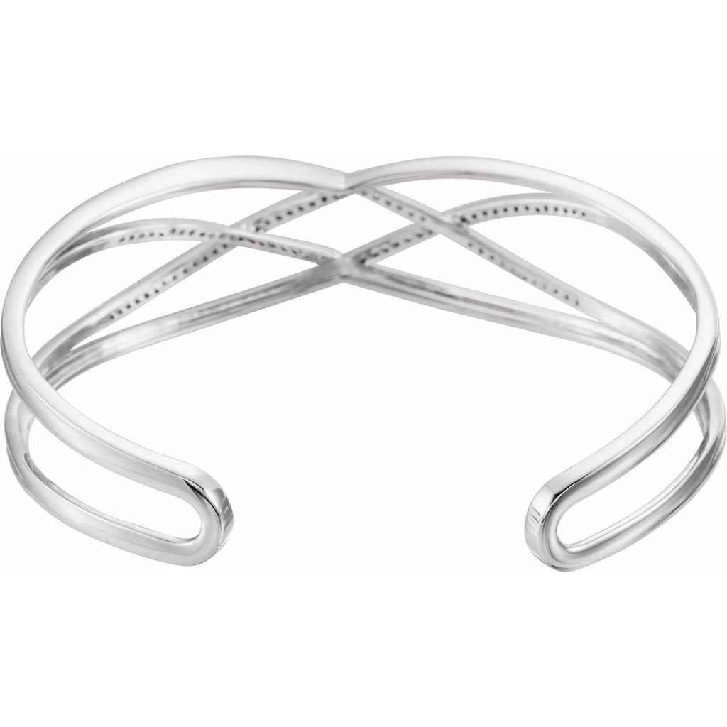 3/4 CTW Natural Diamond Criss-Cross Cuff Bracelet in 14k white gold