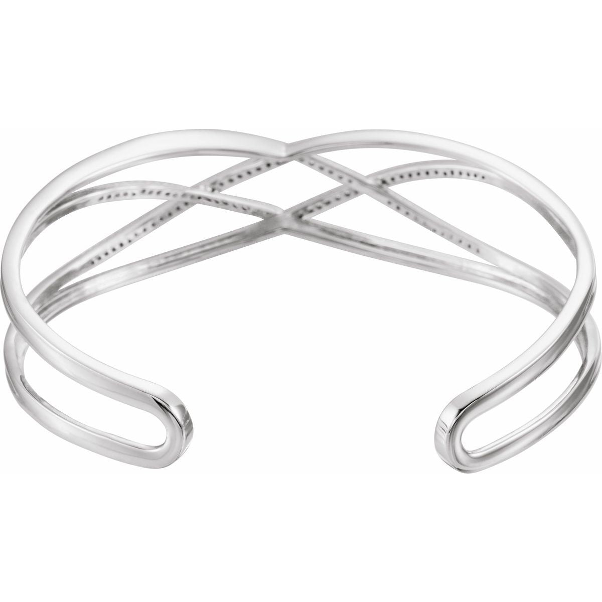 3/4 CTW Natural Diamond Criss-Cross Cuff Bracelet in 14k white gold