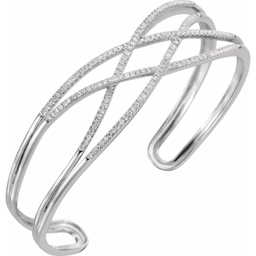3/4 CTW Natural Diamond Criss-Cross Cuff Bracelet in 14k white gold